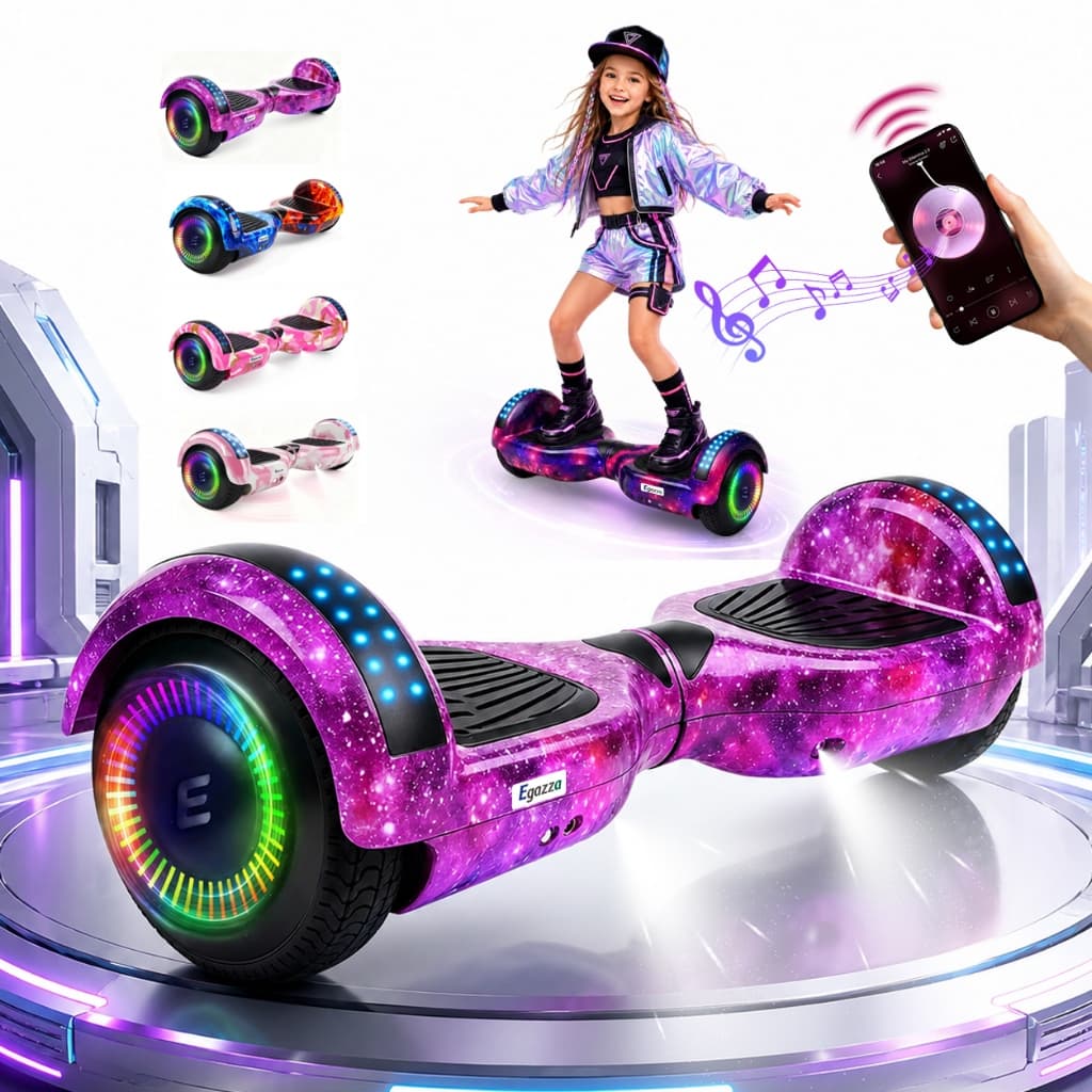 Egazza Hoverboard Overboard Infantil Skate Elétrico 6.5" Led Bluetooth Bateria De Grande Brushless