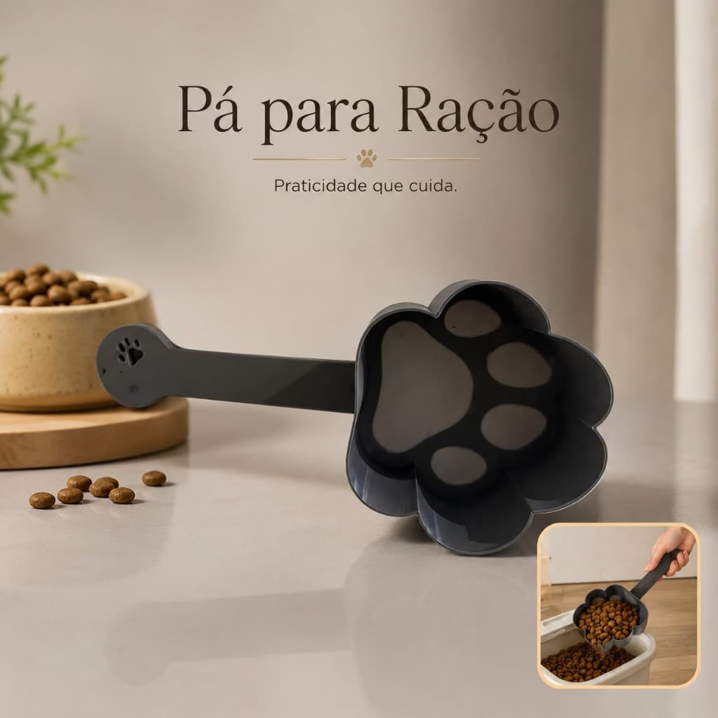 Pegador de Ração em Formato de Patinha – Pá Dosadora para Cães e Gatos Pet Alimentação Organizador