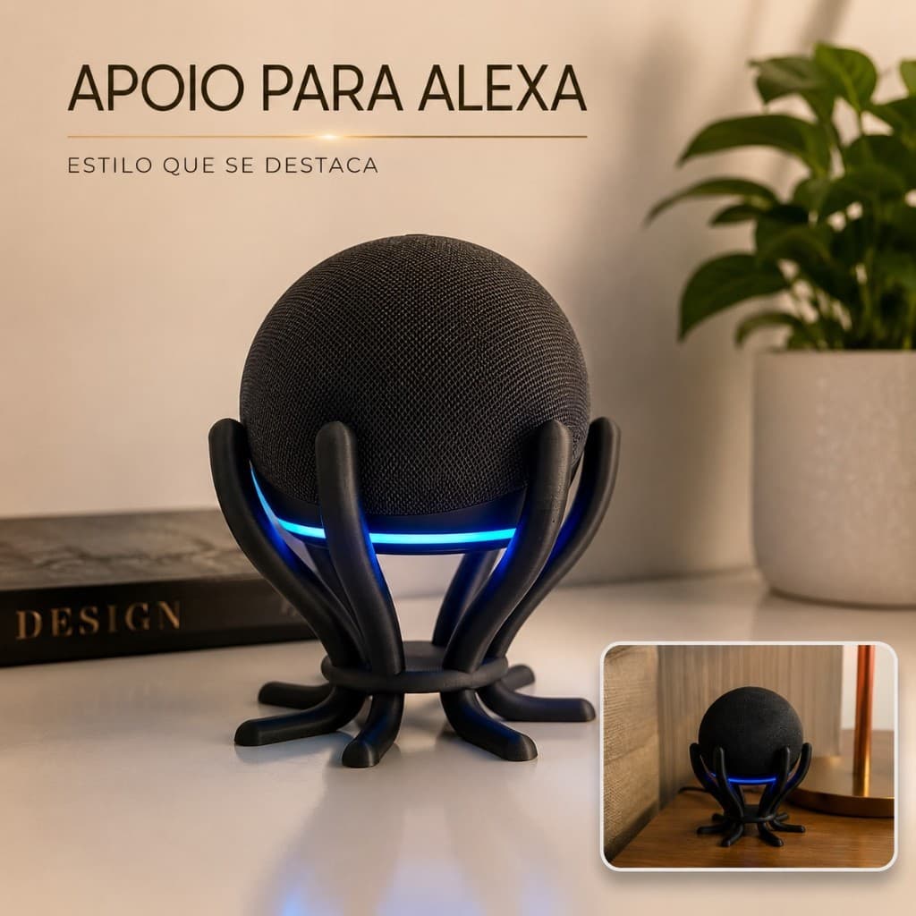 Suporte Octopus para Alexa Echo Dot 4ª e 5ª Geração – Base Decorativa em Impressão 3D Premium