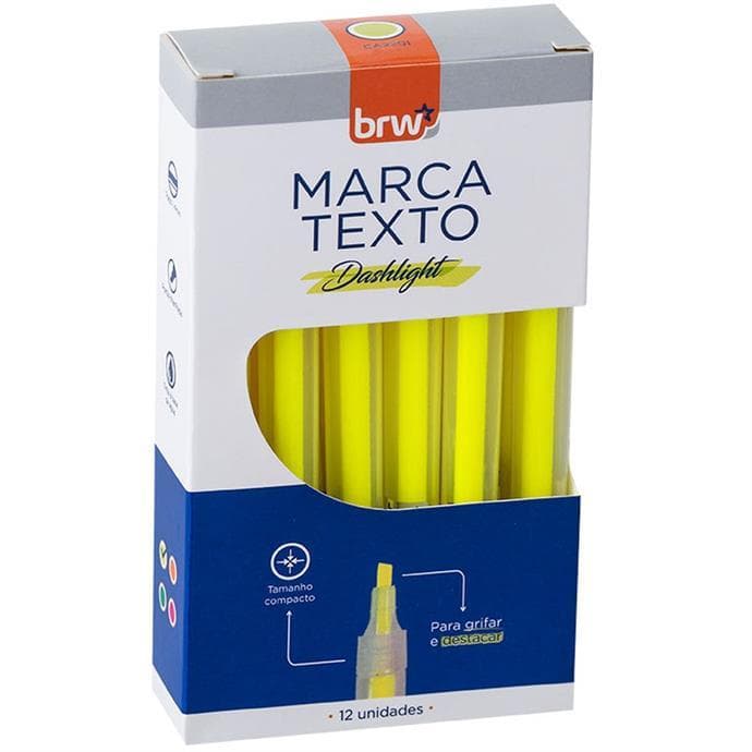 Caixa Marca Texto Amarelo Fluorescente 12 Unidades