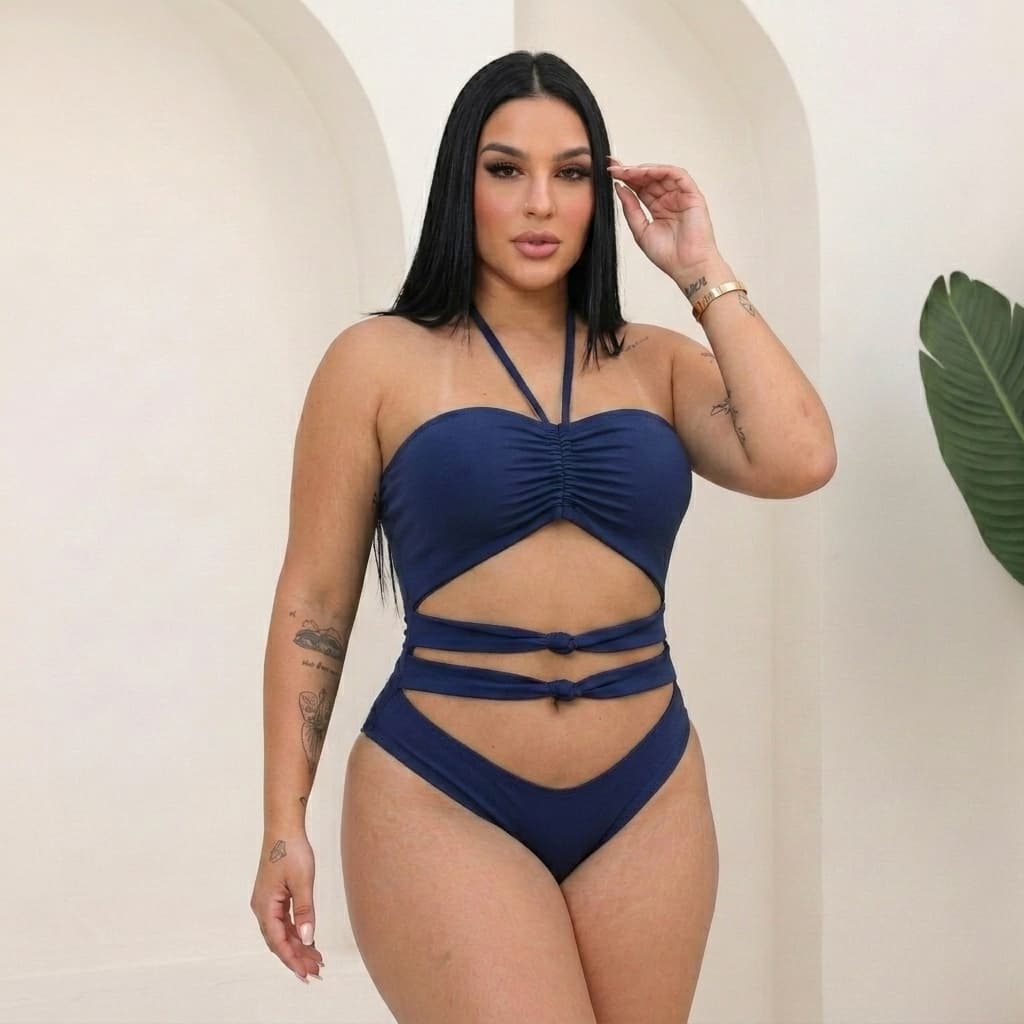Body Feminino com Abertura na Barriga Cordão Ajustável Veste 34 ao 40