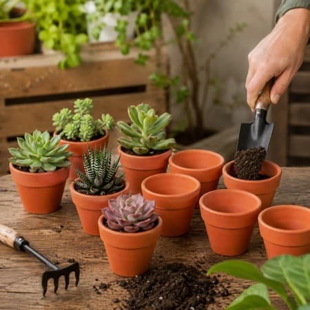 Kit Mini Vasos de Barro Cerâmica 8x7cm Cachepô para Suculentas, Cactos, Mini Orquídeas, Flore, Vasinho para Lembrancinho