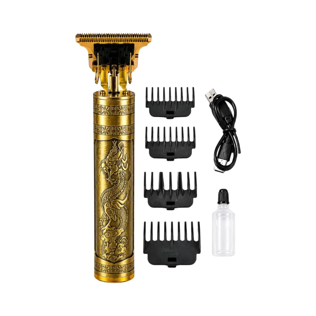 Maquina Maquininha De Barbear Aparar Dragão Cortar Cabelo Acabamento Dourada Potente
