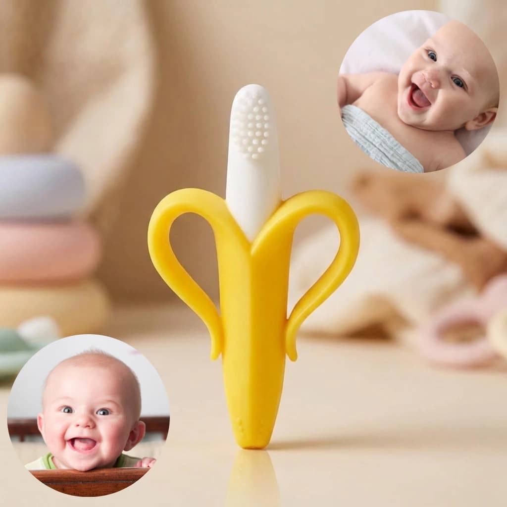Mordedor Massageador Buba Banana Silicone Gengiva Escovinha