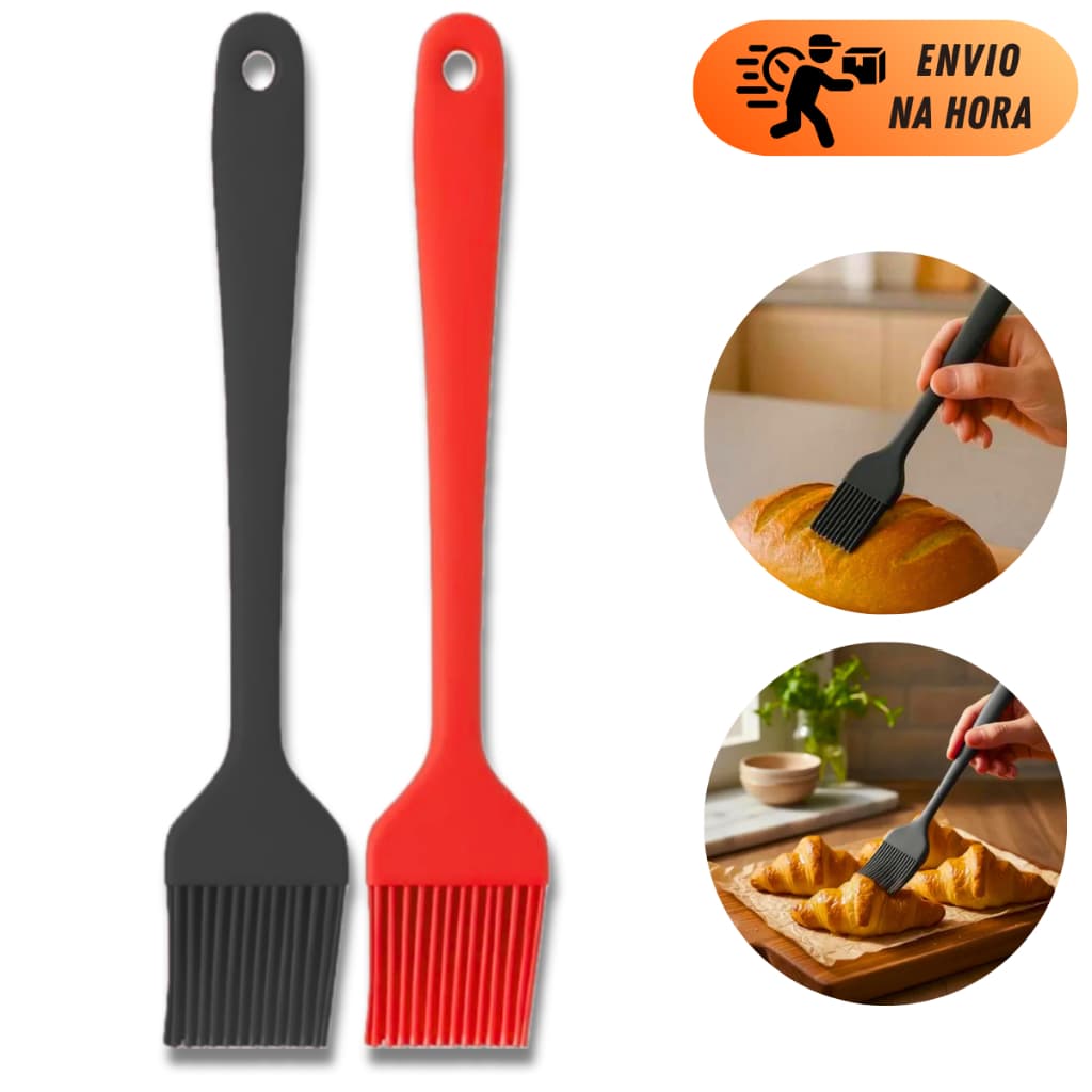 PINCEL CULINÁRIO DE SILICONE PARA COZINHA CONFEITARIA UNTAR E PINCELAR ALIMENTOS PROFISSIONAL