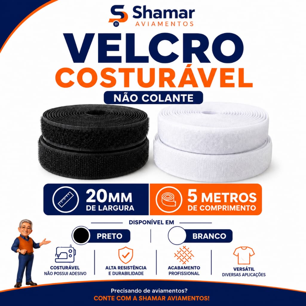 Velcro Costurável 20mm Macho e Fêmea Fecho de Contato Fita para Costura 5 Metros Não Colante