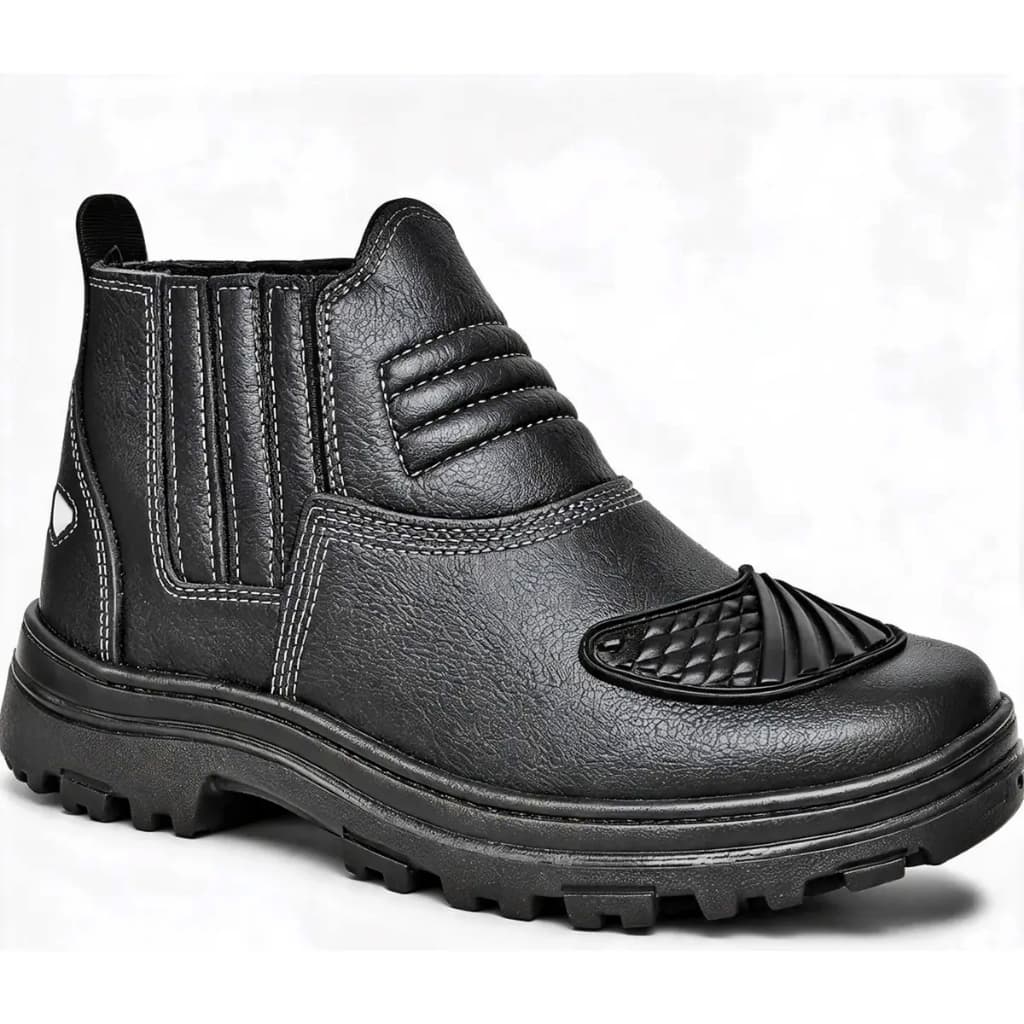 Bota Motoqueiro Coturno Motociclista Botina Segurança Premium Couro Reforçado Bico Com Proteção Marcha C.A Epi