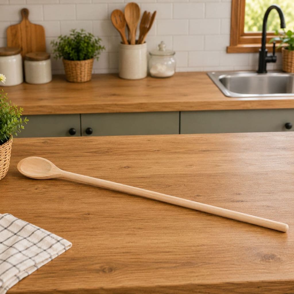 Colher de Pau Madeira 80cm Reforçada Cozinha Industrial Panela Grande Mexer Doce Tradicional