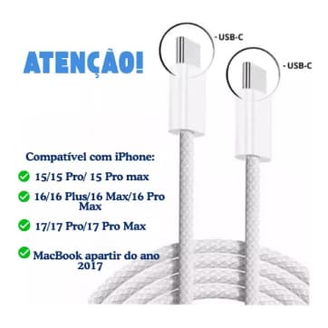 Cabo iPhone 15 16 17 Tipo C Tipo C 60w Turbo 2 Metros  A12 A20 A50 A73 S20 S23
