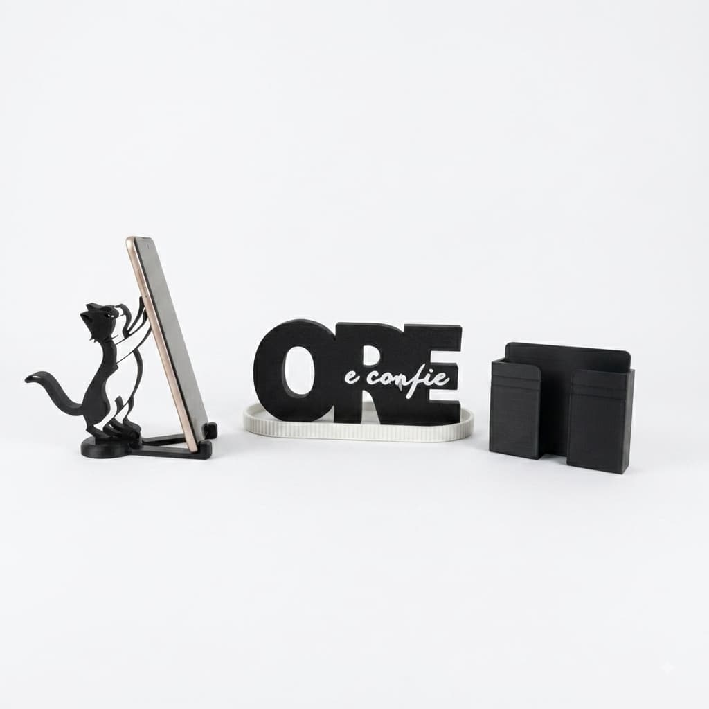 Suporte para Celular Gato, Letreiro com Mensagem Motivacional e Suporte de celular de parede-Kit Decorativo e funcional