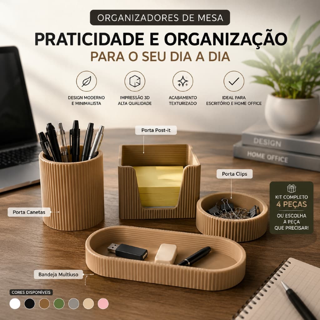 Organizador de Mesa Escritório Porta Canetas Porta Clips Porta Post-it Bandeja Multiuso