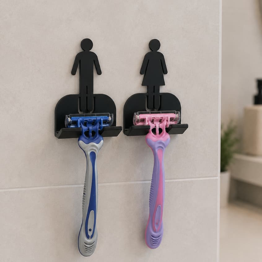 Kit Suporte duplo para Gilete Casal Masculino e Feminino com Fita Dupla Face