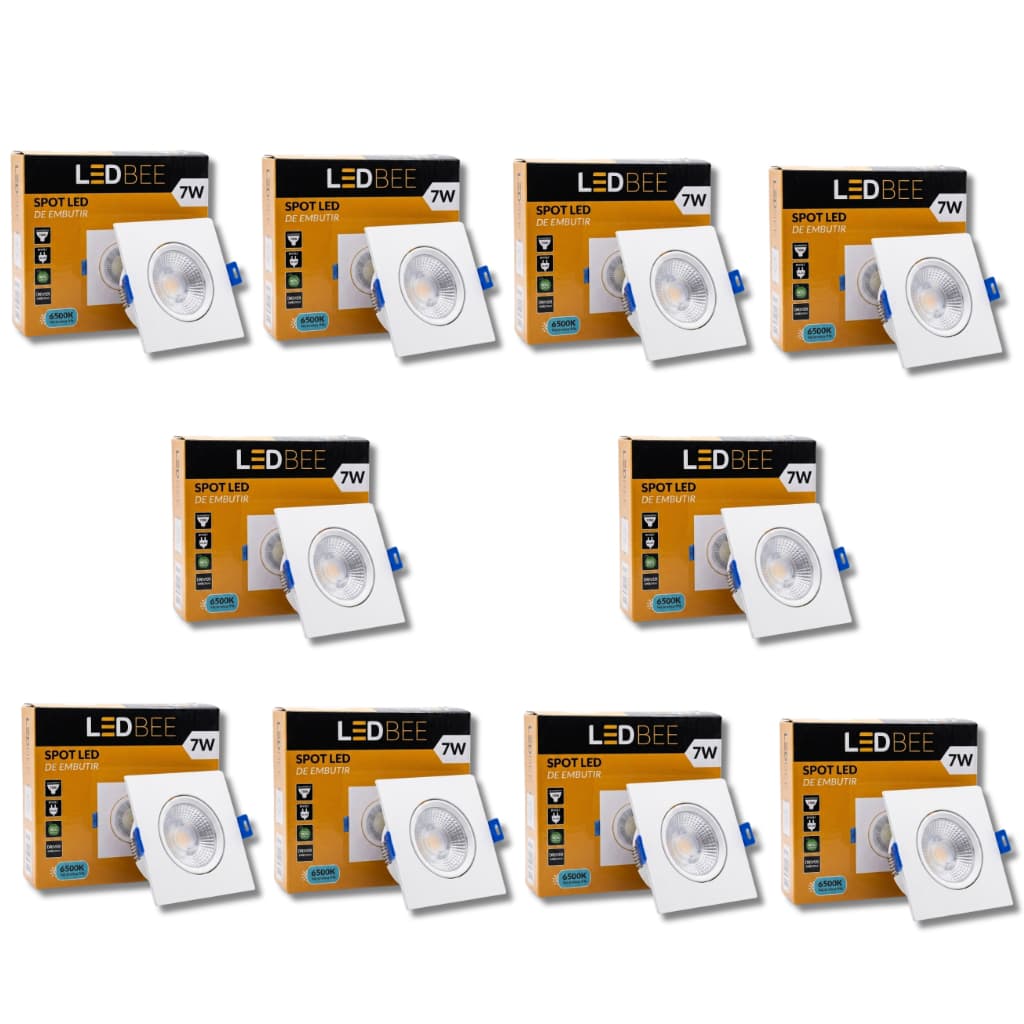 Kit 10 Spot LED 7W de Embutir 525lm Bivolt
