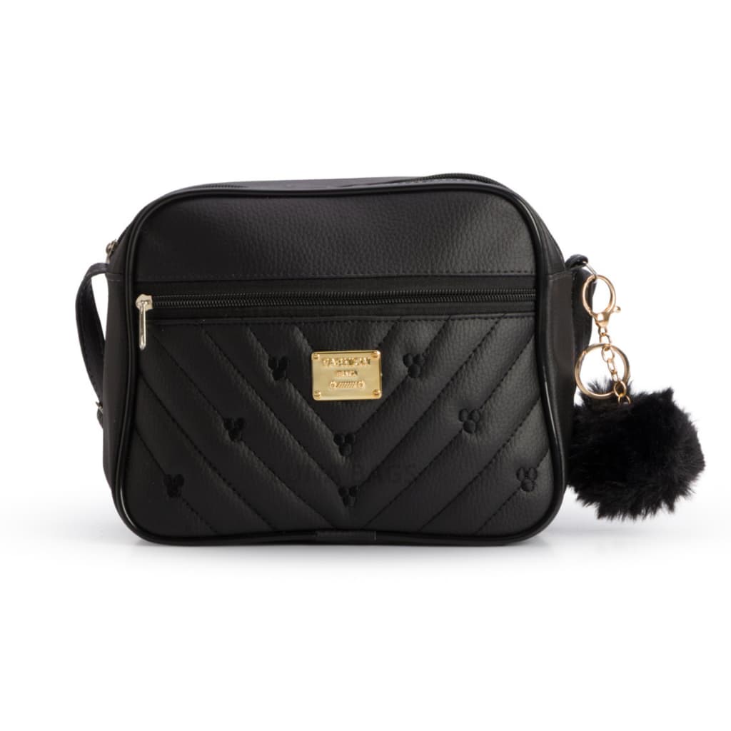 Bolsa Feminina Pequena Transversal Casual + Chaveiro Pompom