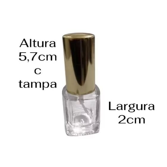 50 Frascos de vidro quadrado 5ml com spray dourado para amostra de perfumes