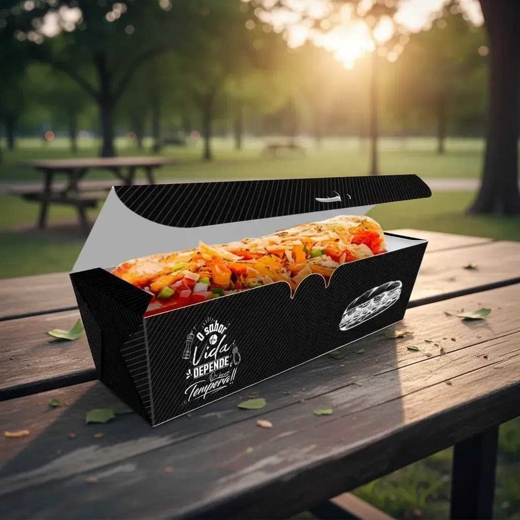 Caixa Embalagem Para Hot Dog Cachorro Quente Triplex Delivery Food Truck 25cm - 50 Unidades Pronta Entrega
