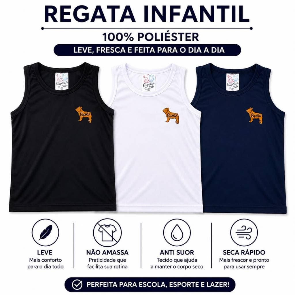 Kit 3 Camisas Regatas Juvenil Masculinas tamanhos 10 12 14 16
