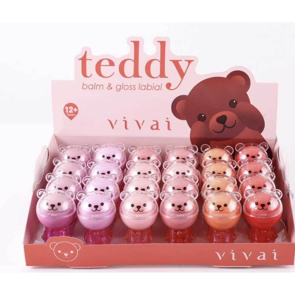 2 em 1 - Duo Balm e Lip Gloss Teddy Vivai – Hidratação + Brilho em um Só Produto