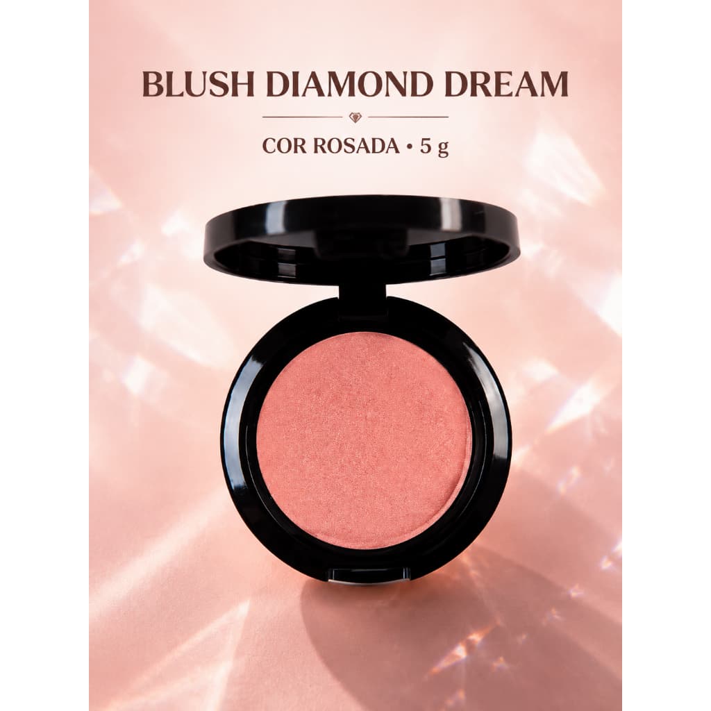 Blush Diamond Dream Abelha Rainha 5g Rosa Rosado Compacto Maquiagem Facial Acabamento Luminoso Pó para Rosto Feminino AR