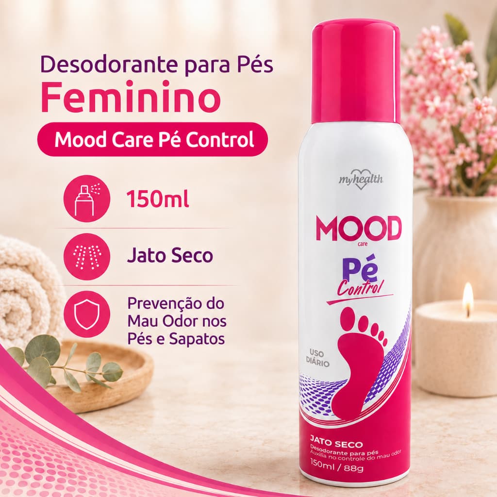 Desodorante para Pés Feminino Spray 150ml Jato Seco Anti Odor Mood Care Pé Control My Health