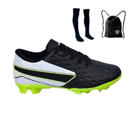 Chuteira Infantil Futebol Campo Impactor Leve Confortável Uzze Sport + Meião + Mochila