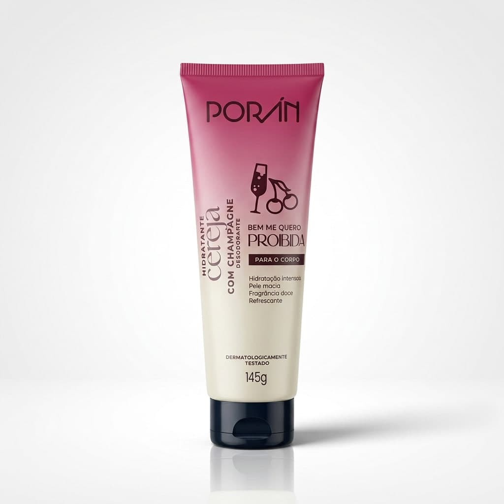 Hidratante Corporal Poran Cereja com Champagne 145g Fragrância Deliciosa e Hidratante