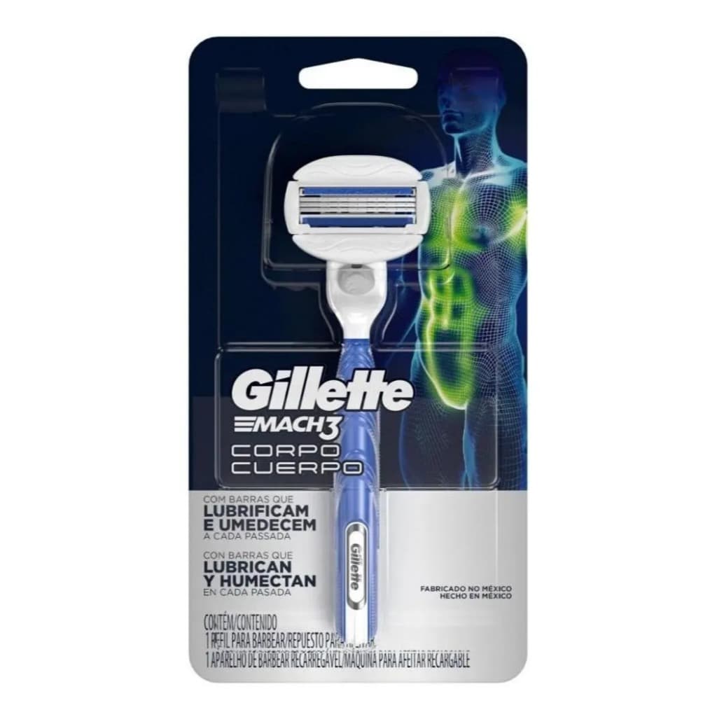 Aparelho Recarregável E Carga Gillette Mach3 Corpo