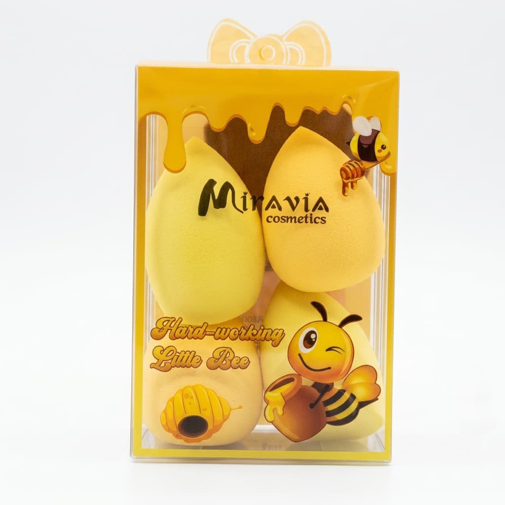Kit Maquiagem Profissional: 4 Esponjas Chanfradas para Base + 1 Puff para Pó Facial