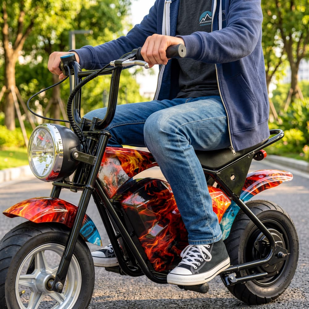 SKYBOARD Mini Moto Elétrica 36V 350W Design Chamas Kids Jovens 6-20 Anos Estilo