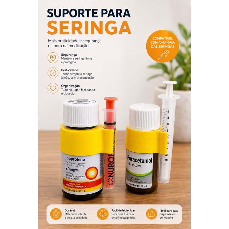 Suporte para seringa medicamento xarope organização
