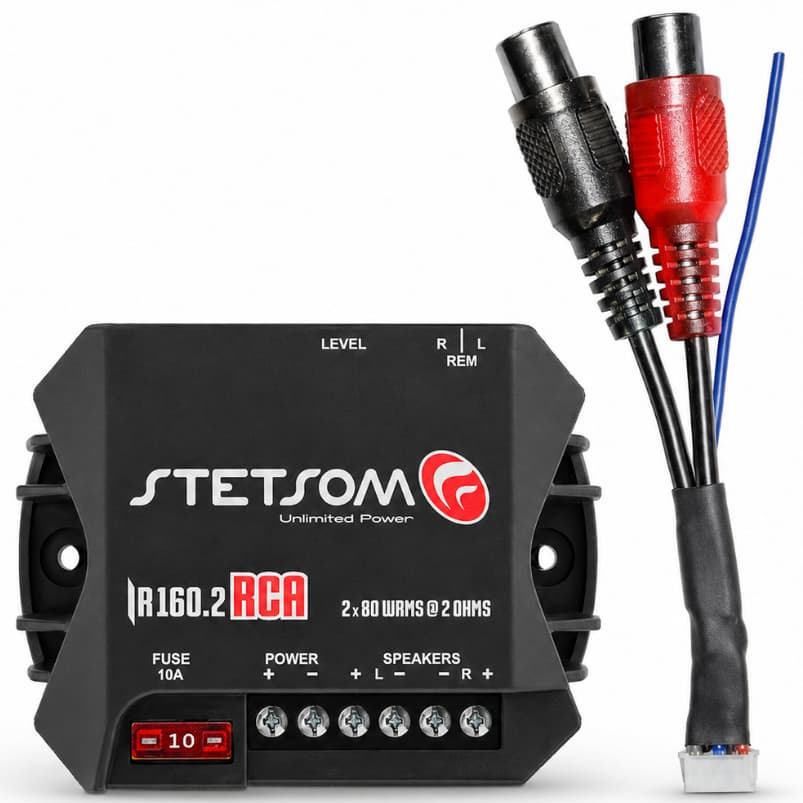 Módulo Amplificador Stetsom IR160.2 RCA 2 Canais 80W RMS 2 Ohms 12V Som Automotivo Carro