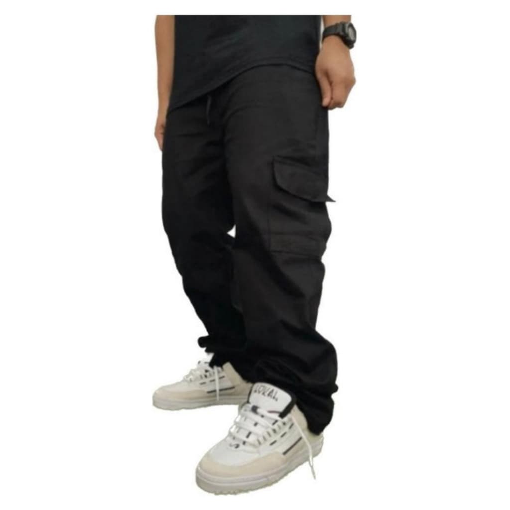 CALÇA CARGO PRETA MASCULINA LARGA 6 BOLSOS UNISSEX SKATE DO P AO GG