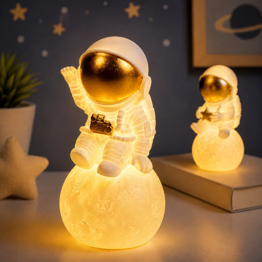 Luminária Sem Fio Led Astronauta 12cm A Bateria Modelo Sortido