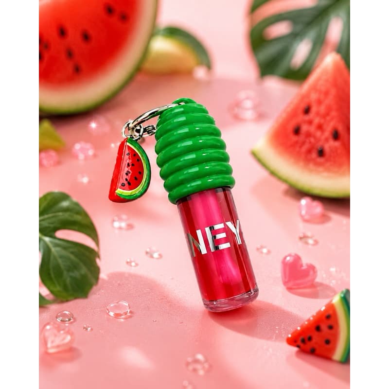 Gloss Labial Melancia com Chaveiro Fofo Lip Oil Brilho Hidratante Cheiro Infantil Adulto