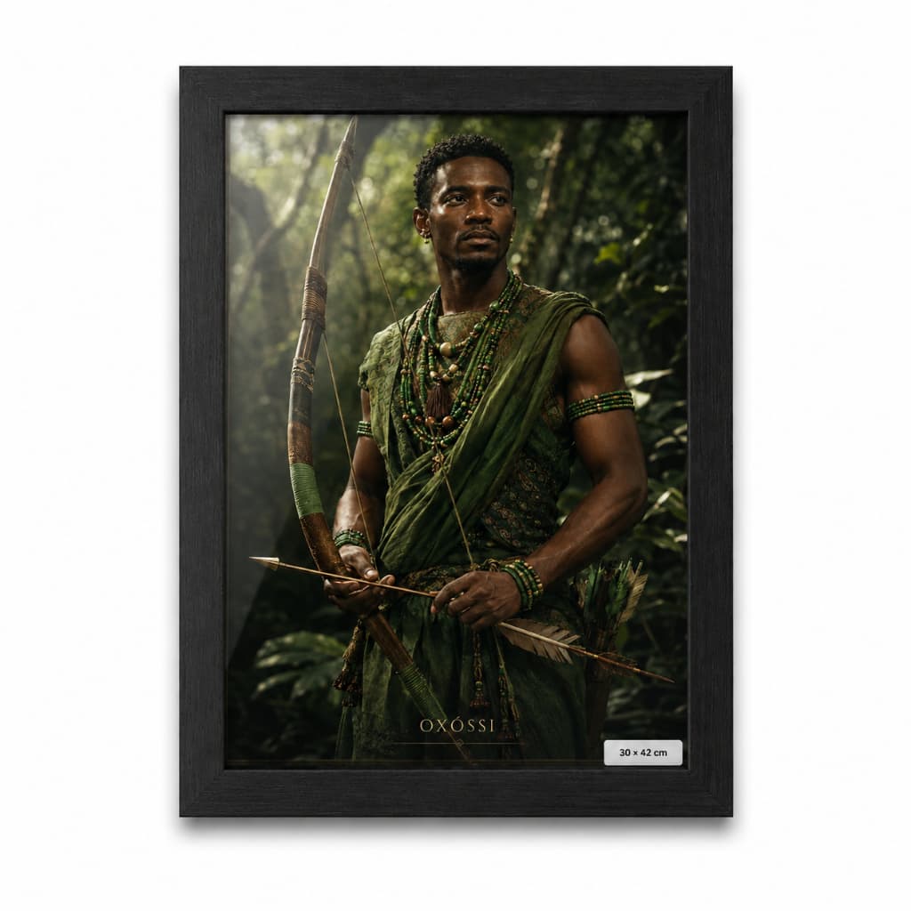 Quadro Decorativo Oxóssi com Moldura e Vidro 21x30 ou 30x42