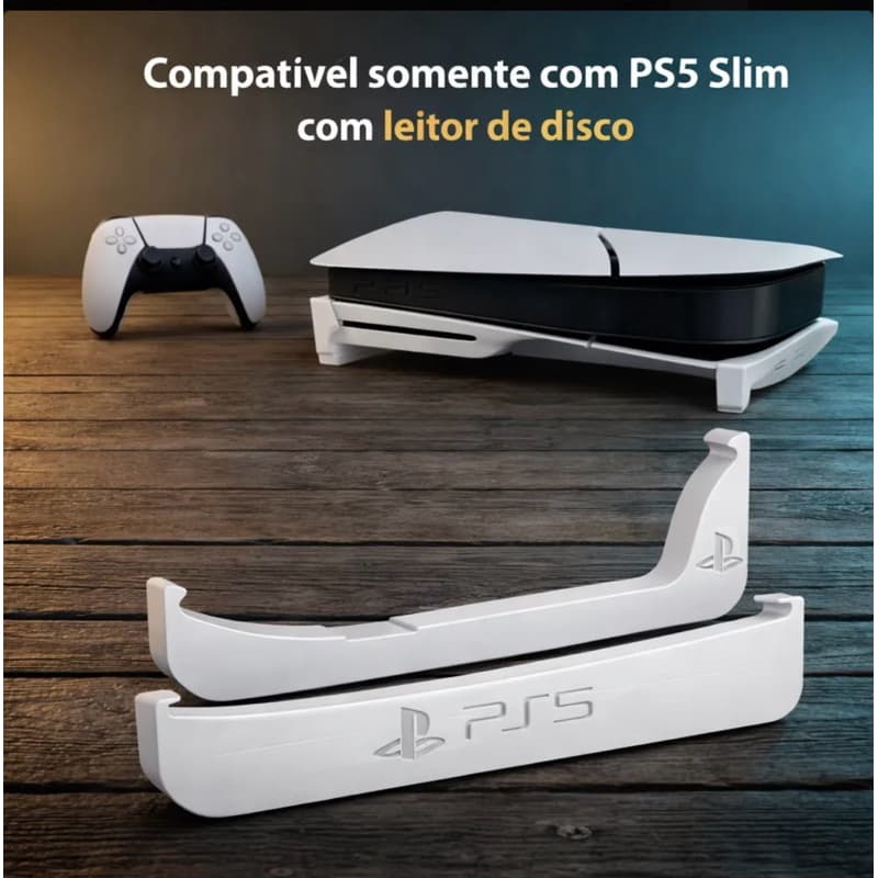Suporte Horizontal Compatível Ps5 Slim Com Disco Play5 Branco Game
