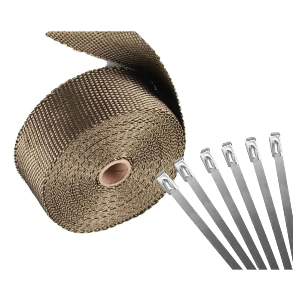 Fita Térmica 5m 6 Zip Termotape Titanium para Escapamento de Moto Cano Tubulação