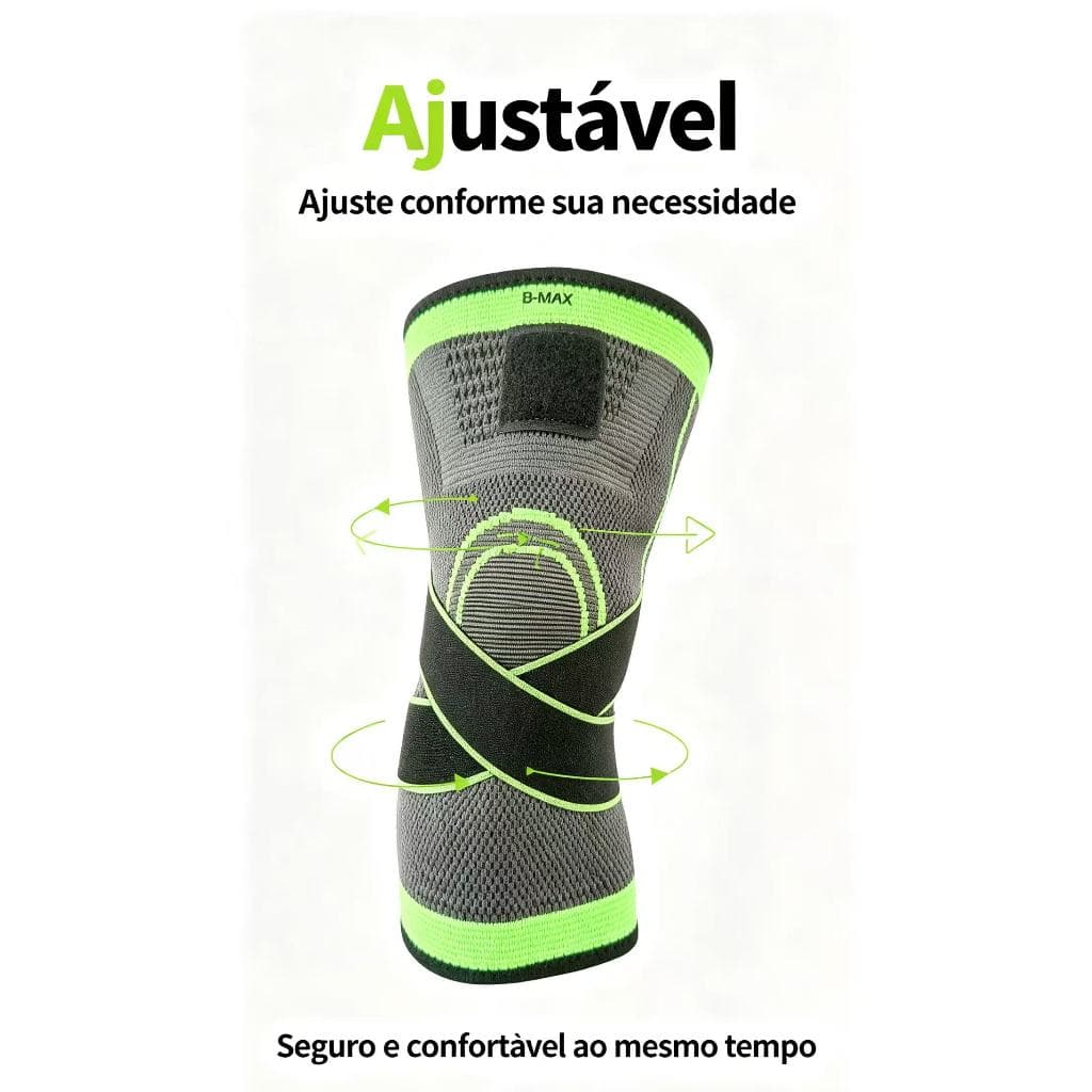 Joelheira de Compressão Ajustável Universal, Proteção Articular para Academia, Corrida e Lesões B-MAX BM-F1047