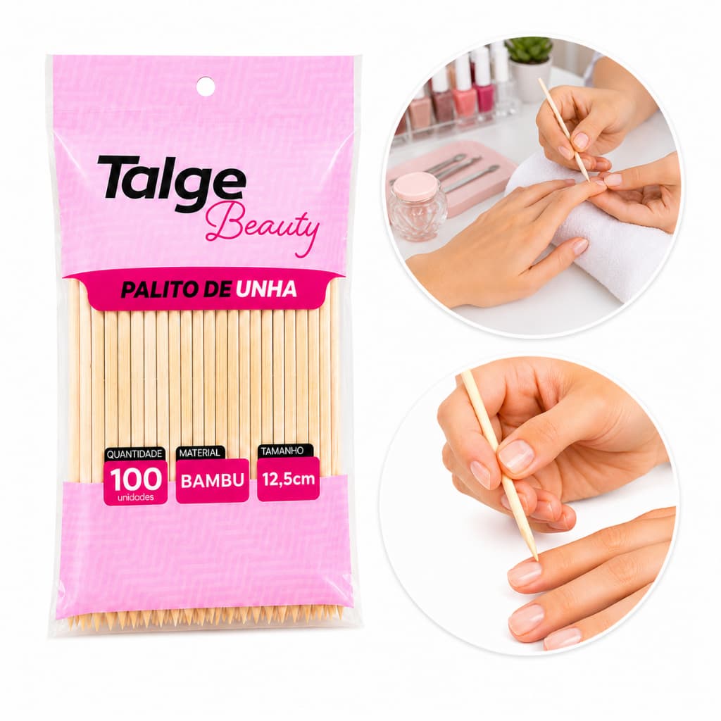 Kit c/ 300 500 ou 1000 Un Palitos de Unha Bambu Manicure Pedicure e Qualidade Talge Beauty