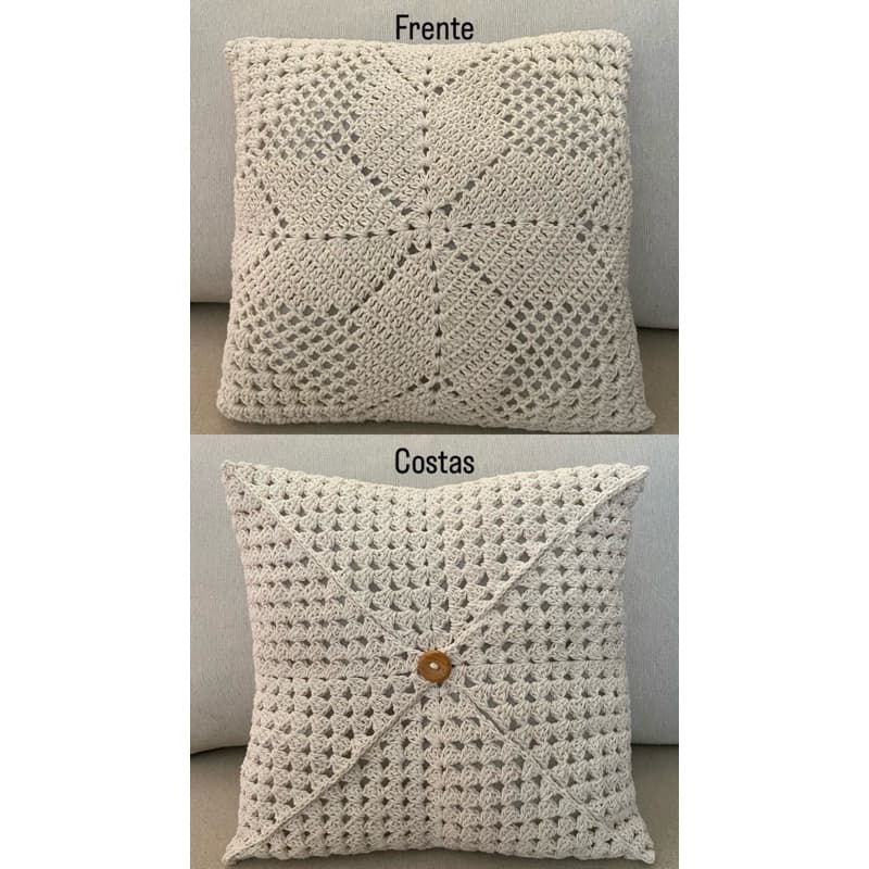 Capa de Almofada de Crochê VARIAS CORES - Decoração Estilo Boho Chic 40x40 Feito à Mão Fio Algodão