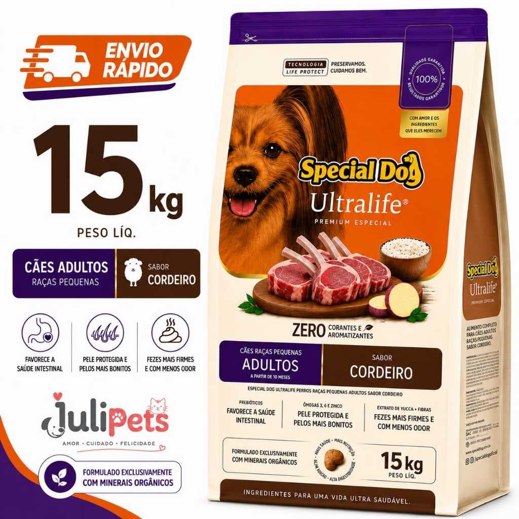 Ração Premium Special Dog Ultralife Adultos Raças Pequenas Cordeiro 15kg