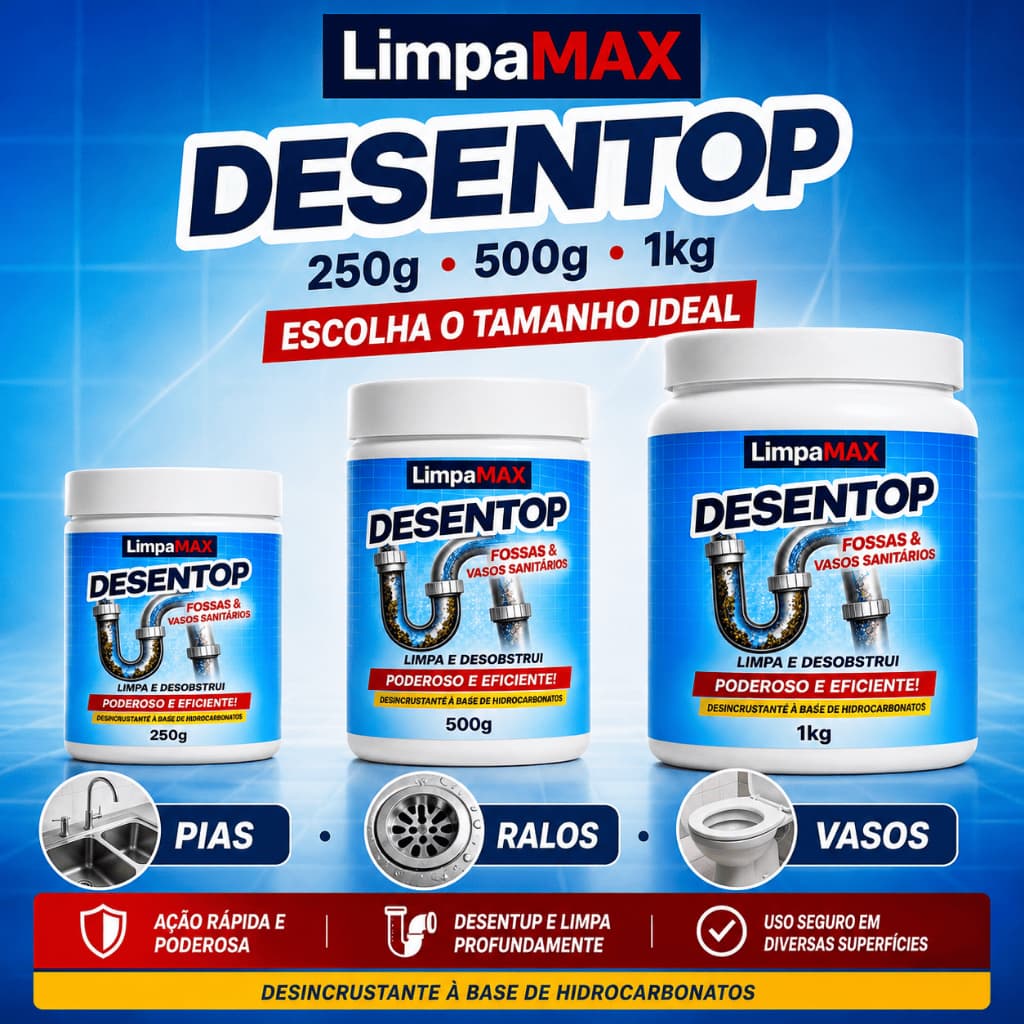 DESENTUPIDOR LIMPAMAX RÁPIDO E PRÁTICO PARA RALOS PIA E CANOS 100G A 1KG