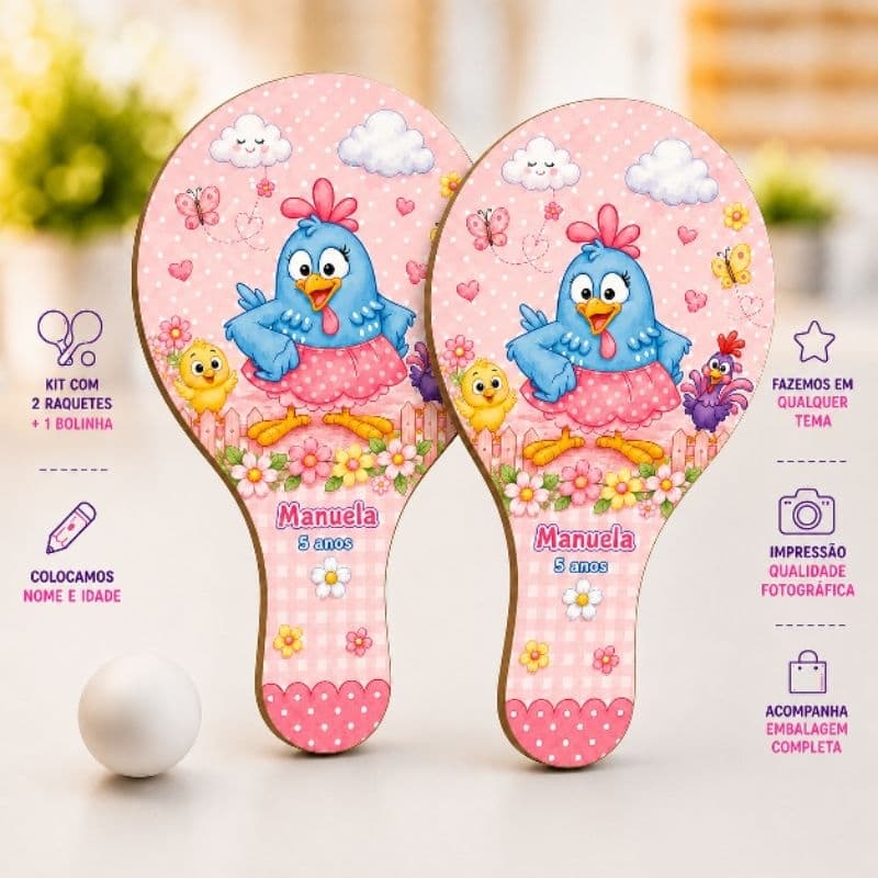 Lembrancinha Galinha Pintadinha Rosa Ping Pong Personalizados Festa Infantil Aniversário