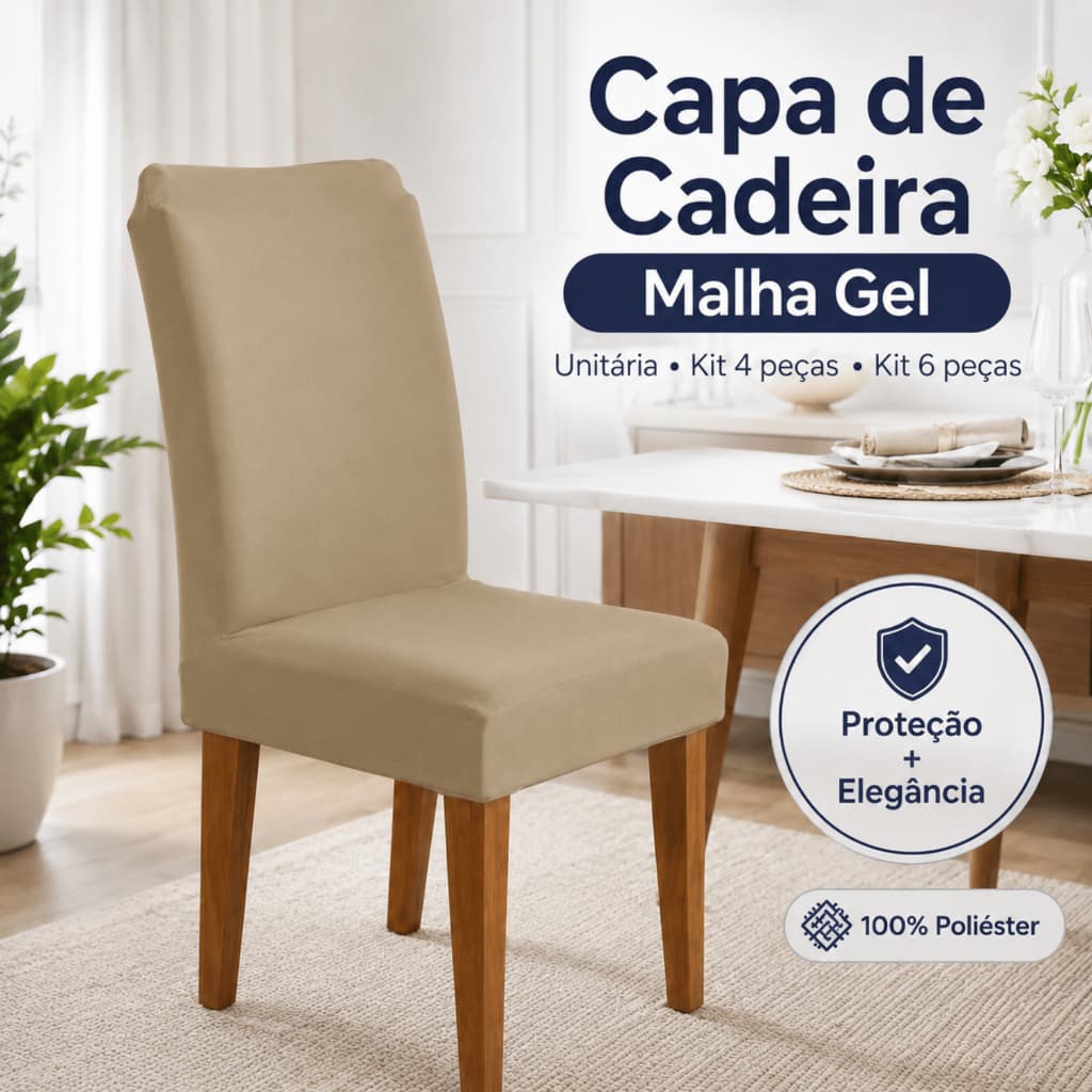 Capa de Cadeira Guilherme Confecções Bege