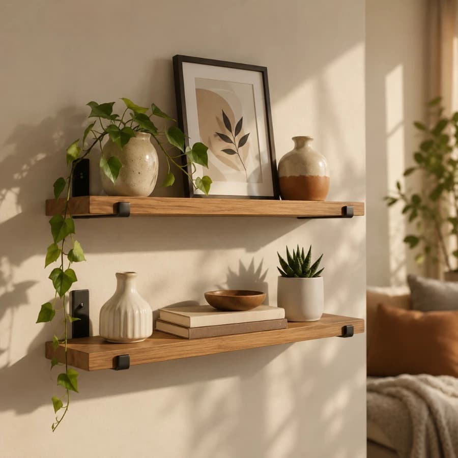 Prateleira Industrial Decorativa Tipo Rústica 40cm ou 60cm Mão Francesa Invertida com Suporte em L