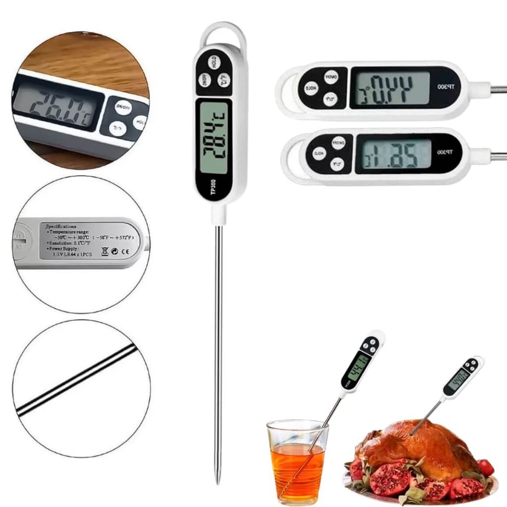 Termômetro Culinário Digital Espeto Para Alimentos Cozinha -50°C a 300°C