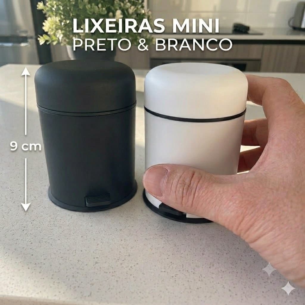 Mini Lixeira Mesa com pedal lixeira com tampa Pequena de Escritório Quarto Banheiro Bancada Compacta