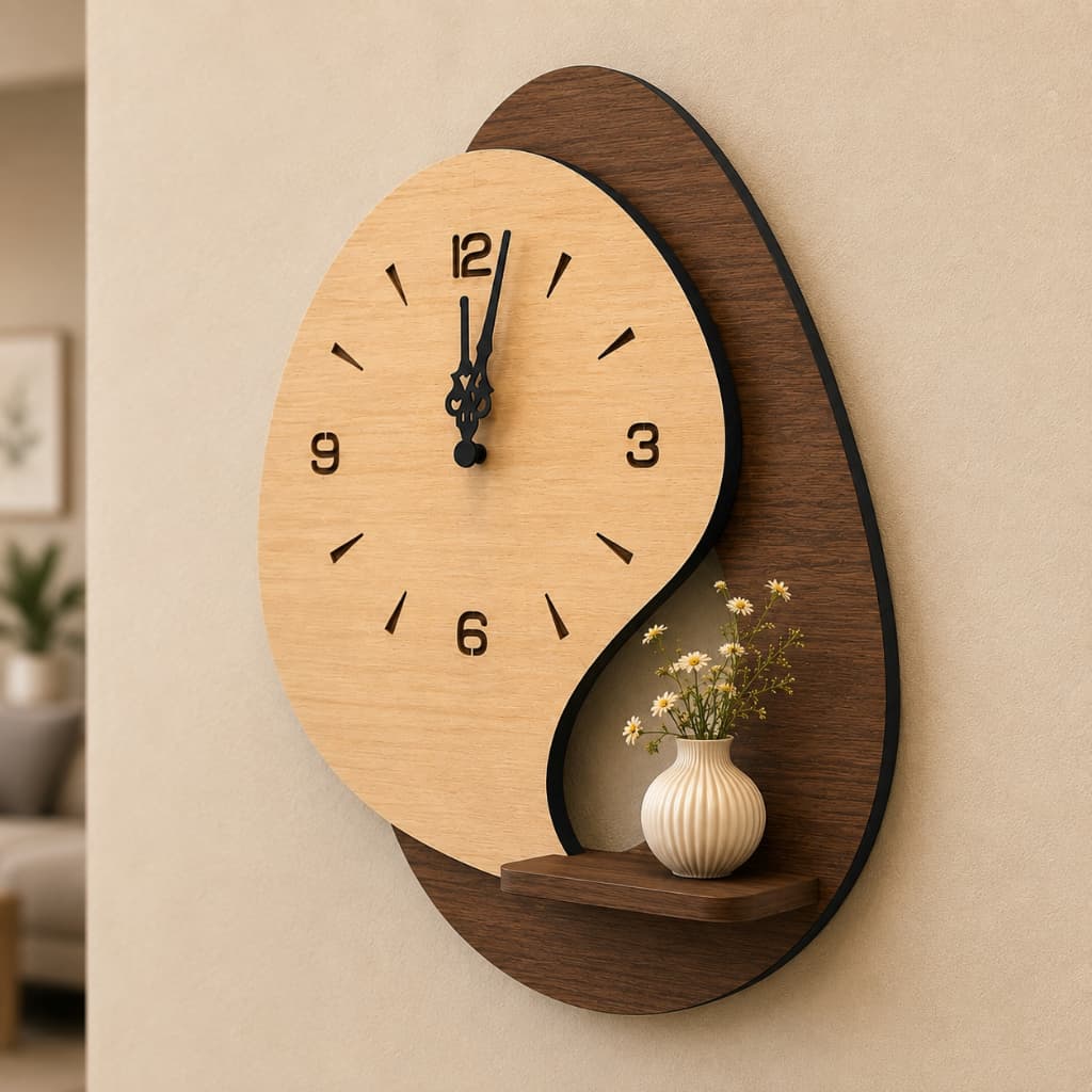 Relógio de Parede Decorativo Com Prateleira Moderno Luxo Sala Quarto Escritório Decoração Últimas Unidades