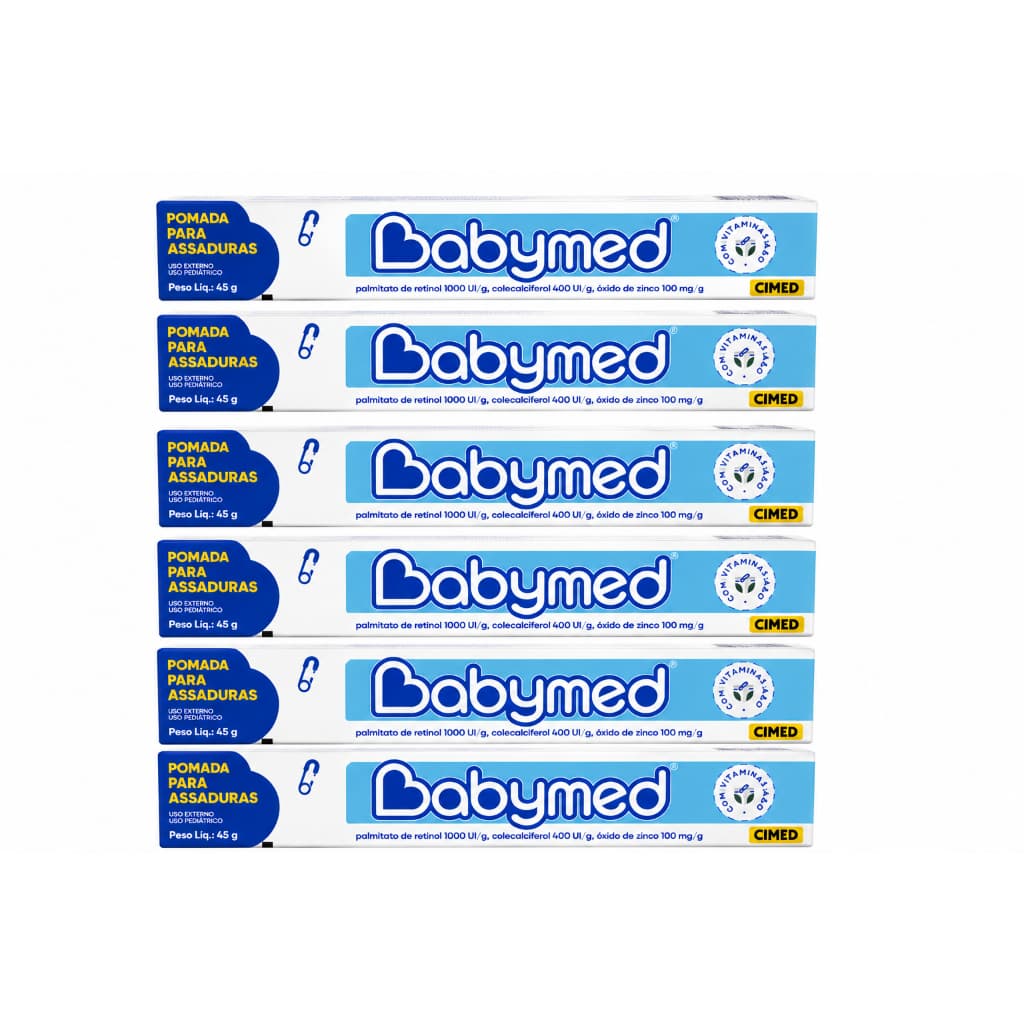 Kit 6 Pomadas Infantil Para Prevenção De Assaduras Babymed Azul Cremosa e Hidratante