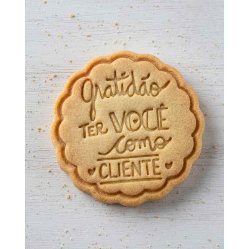 Cortador e Marcador Gratidão Cliente 6cm Molde de Biscoito Decorado para Confeitaria Artesanal